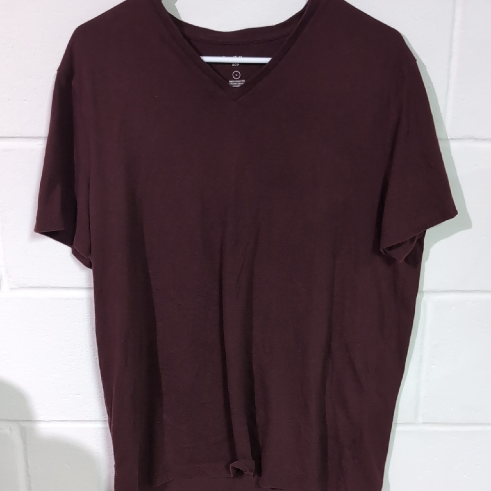 Men's Burgundy V-Neck T-Shirt